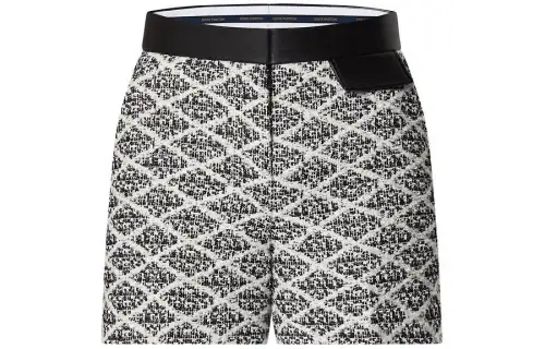 LOUIS VUITTON Leather Trim Malletage Tweed Shorts
