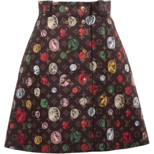 LOUIS VUITTON Casual Short Skirts Women's Coffee Moderate Short A Line Skirt