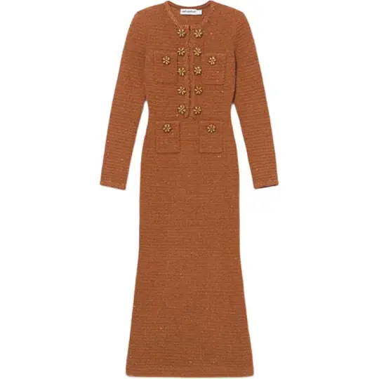 Self-portrait Waffle-knit Midi Dress