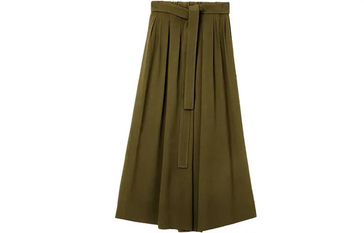 LOEWE Casual Long Skirts Women's Green Moderate Long Pleated Skirt