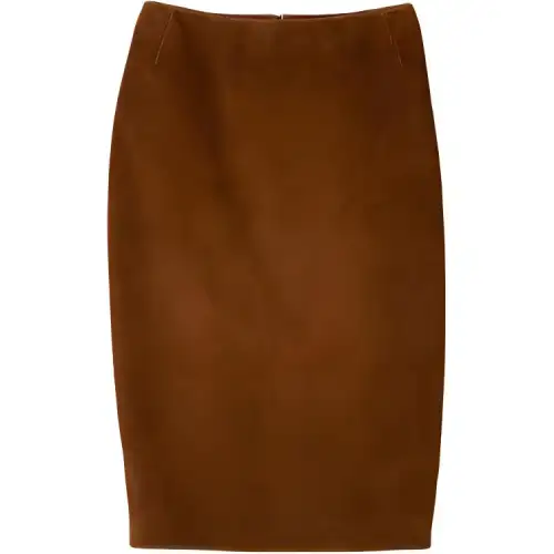 MIU MIU Leather Long Skirt Women's Hazelnut