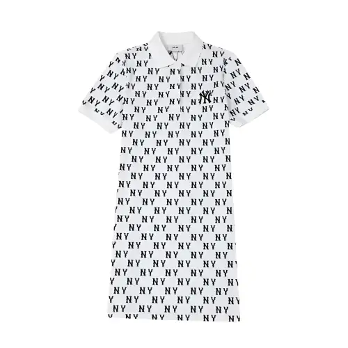 MLB Soft comfortable white short sleeve dress, oversize, polo collar
