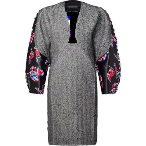 LOUIS VUITTON Trumpet Print Sleeve Hourglass Dress