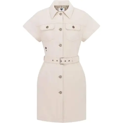 DIOR SS25 Short Sleeved Dress Women's Ecru