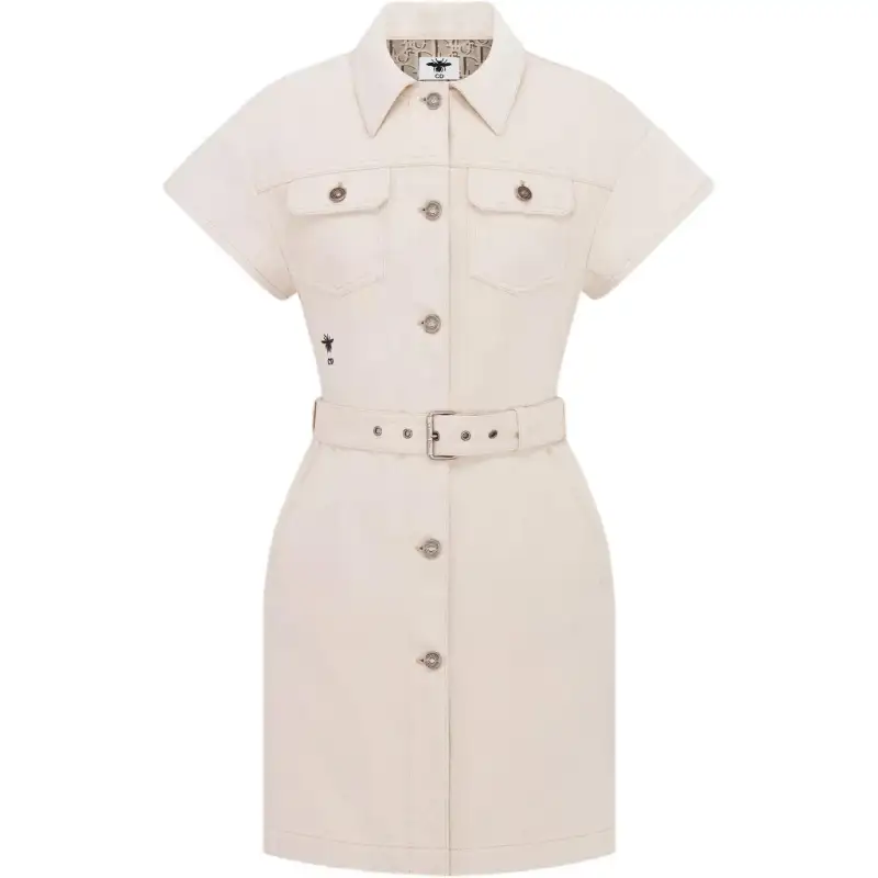 DIOR SS25 Short Sleeved Dress Women's Ecru