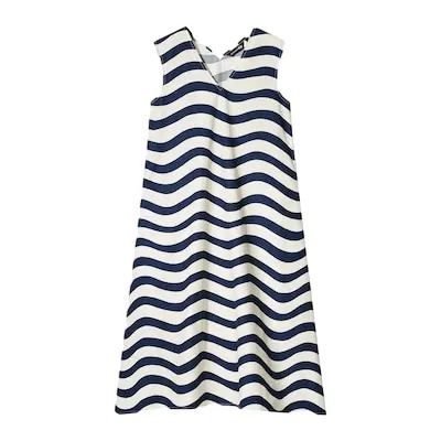 UNIQLO X Marimekko Sleeveless Dresses Women's Navy V Neck Moderate Mid Length