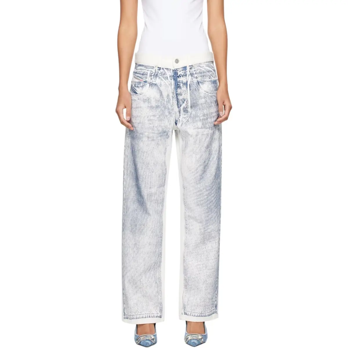 DIESEL Jeans Women's White Moderate Straight Fit Pants
