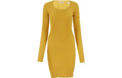 Burberry Long Sleeved Ribbed Knit Midi Dress