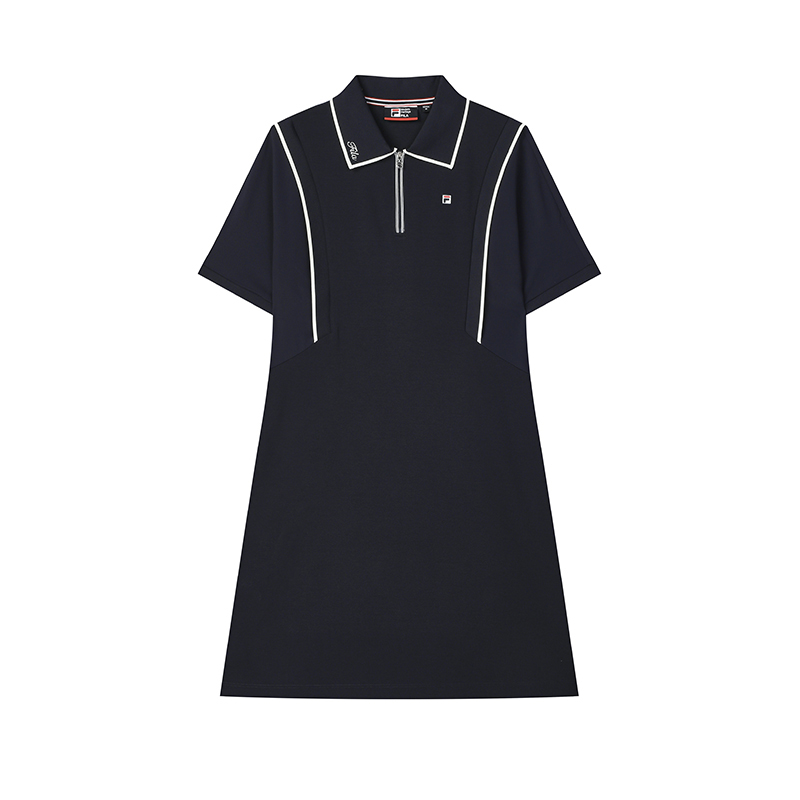 FILA FILA MODERN HERITAGE FILA DNA-FRENCH CHIC Polo collar minimalist style short-sleeved dress women's legendary blue