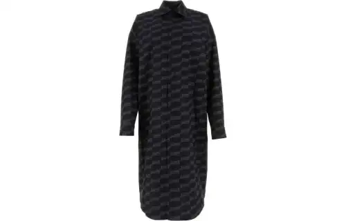 Balenciaga All Over Logo Printed Poplin Shirt Dress