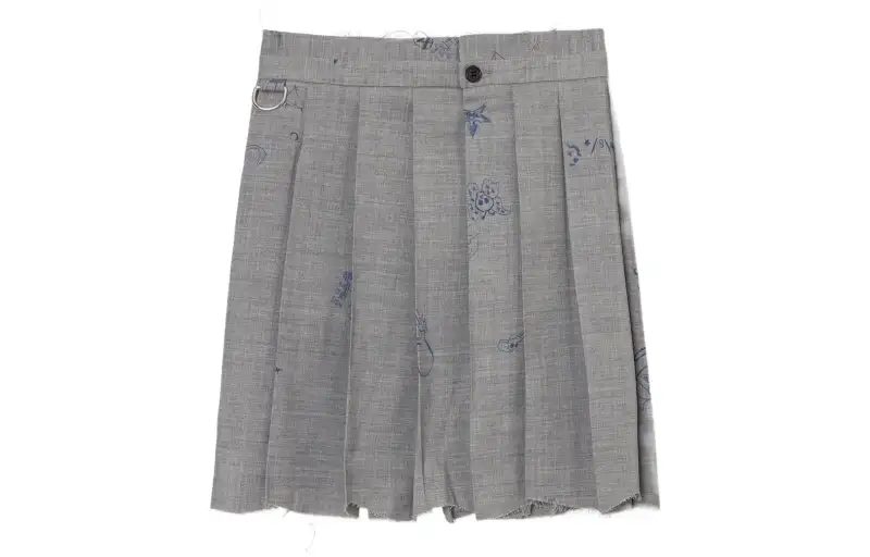 Vetements Casual Short Skirts Women's Gray Short Pleated Skirt