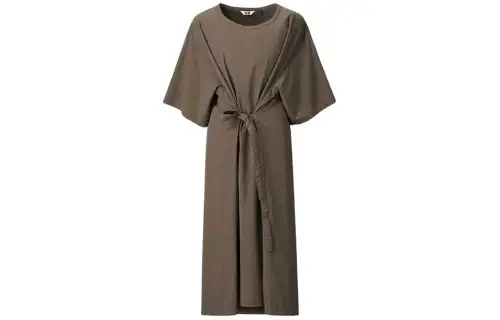 UNIQLO Short Sleeved Dress Women's Dark Umber