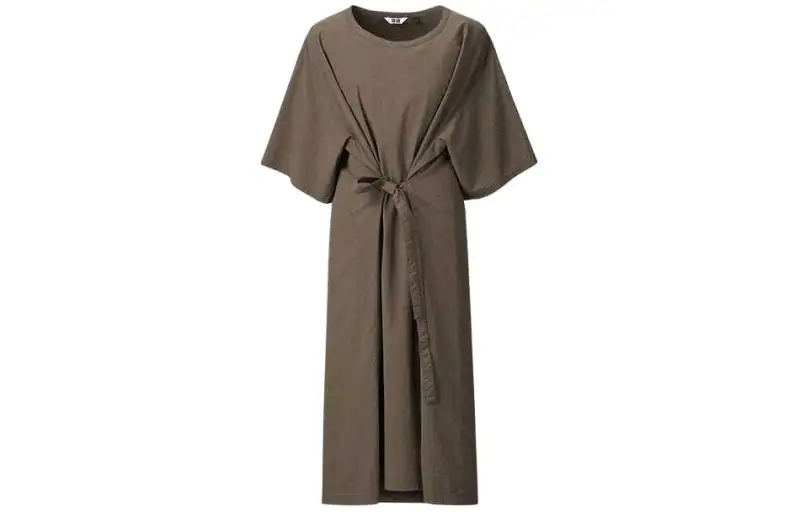 UNIQLO Short Sleeved Dress Women's Dark Umber
