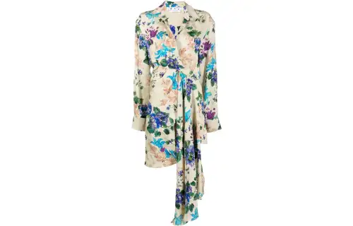 OFF-WHITE SS23 floral print asymmetrical shirt and other skirts slim fit color