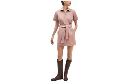 HERMES Short Sleeved Dress Women's Pink