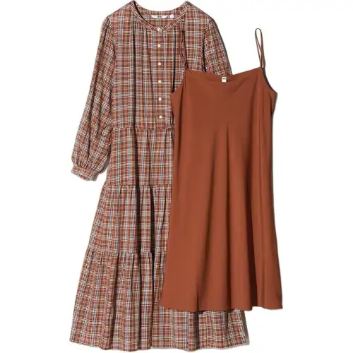 UNIQLO Long Sleeved Dress Women's Camel