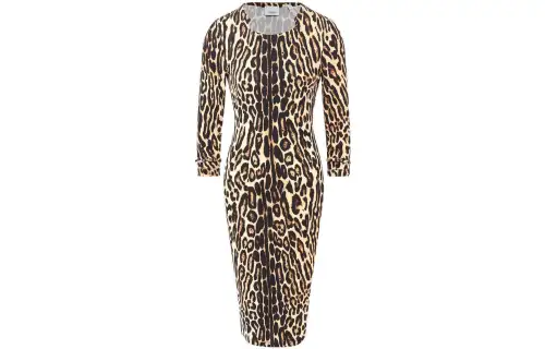 Burberry Long Sleeved Dresses Women's Multicolor Crew Neck Moderate Mid Length