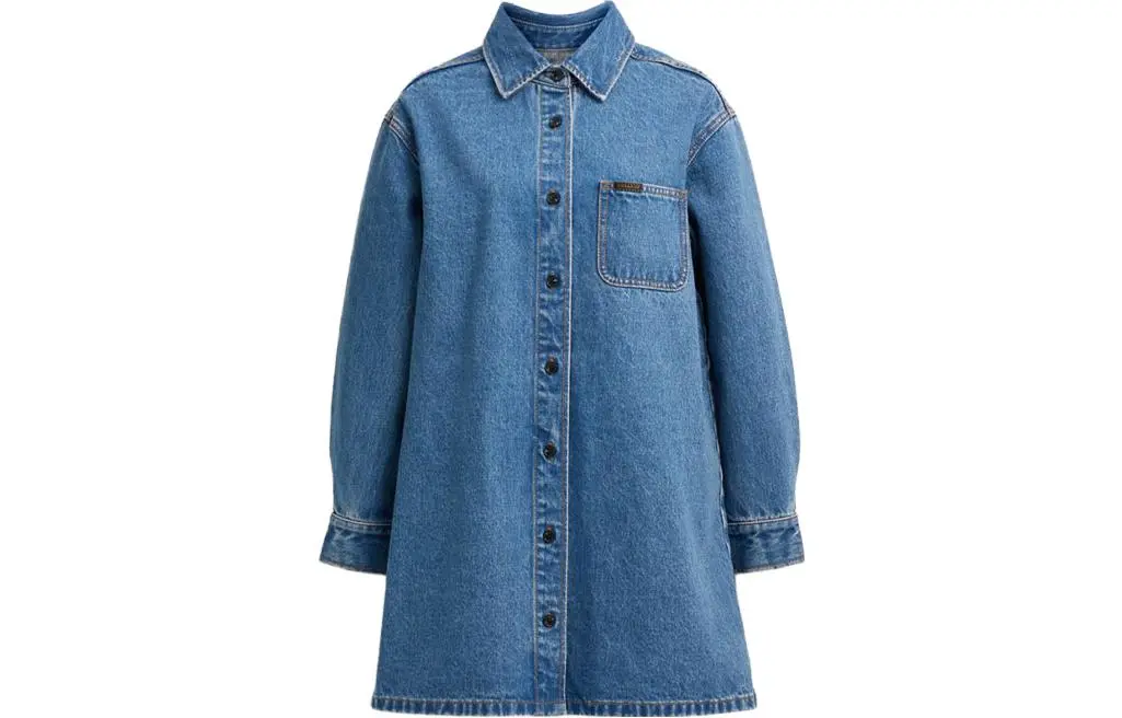 COACH Long-Sleeved Dresses Women's Indigo Lapel Moderate Short