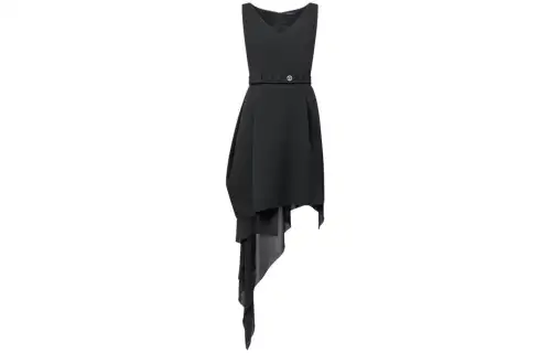 LOUIS VUITTON Silk Train Belted Dress