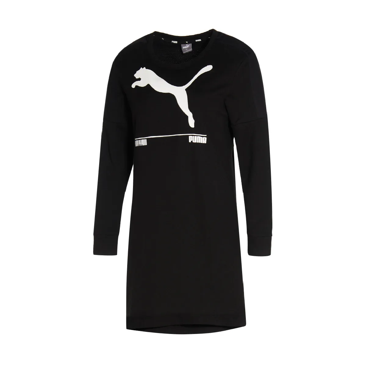 PUMA Long-Sleeved Dresses Women's Black Crew Neck Moderate Long