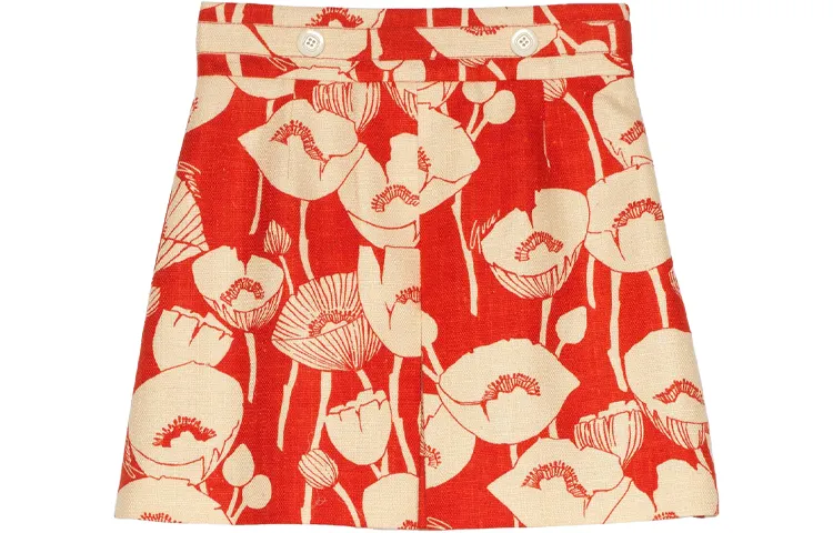 GUCCI Casual Long Skirts Women's Red Moderate Mid Length A Line Skirt