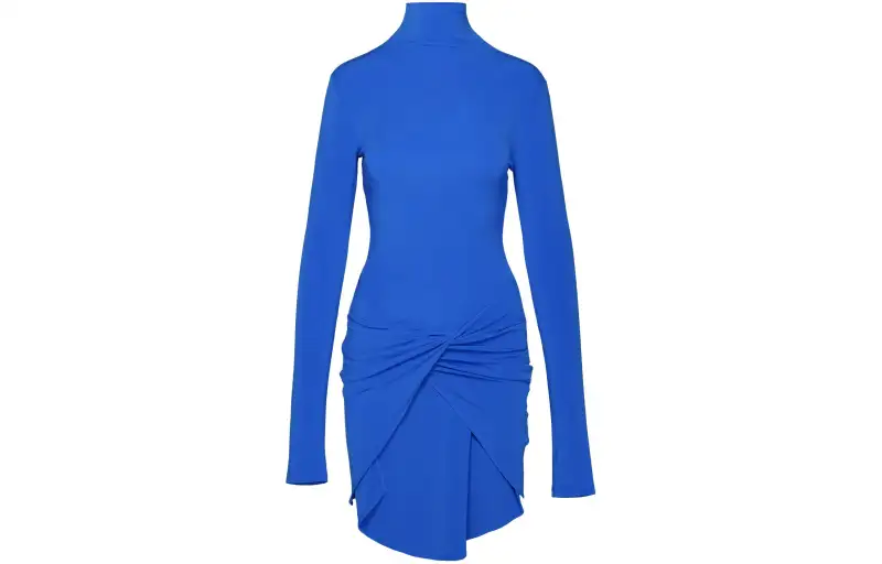 OFF WHITE Long Sleeved Dress, Slim Fit Women's Blue