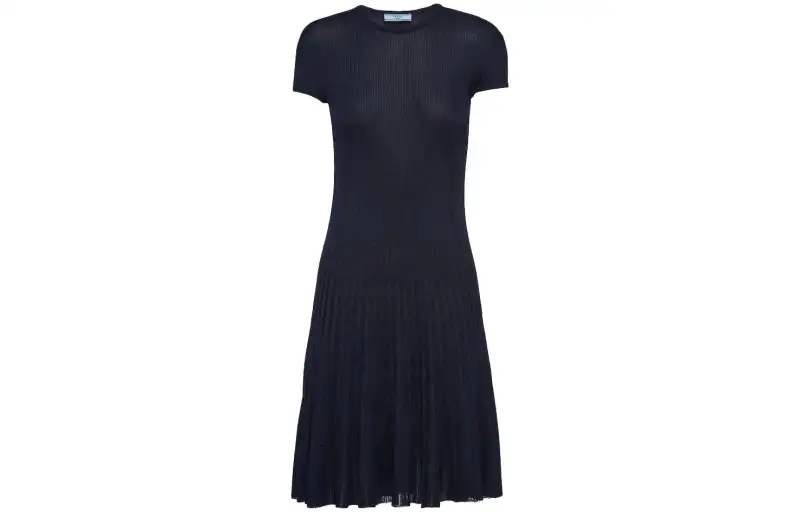 PRADA Crewneck Knitted Midi Dress