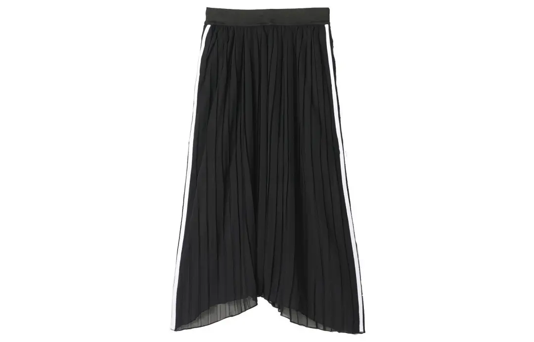 Adidas Originals Casual Long Skirts Women's Black Moderate Long Pleated Skirt