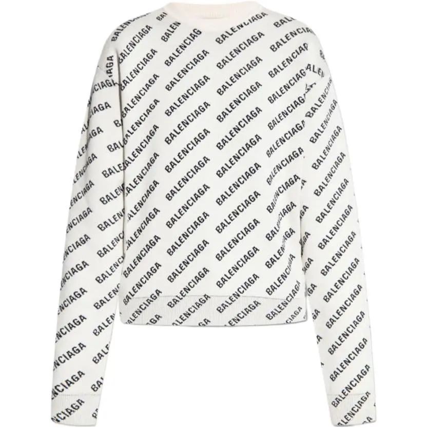 Balenciaga Long Sleeve Crewneck 'White/Black'