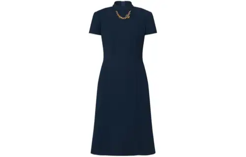LOUIS VUITTON Short Sleeved Dress Women's Dark Blue