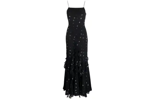 OFF-WHITE Moon-print ruffled maxi dress
