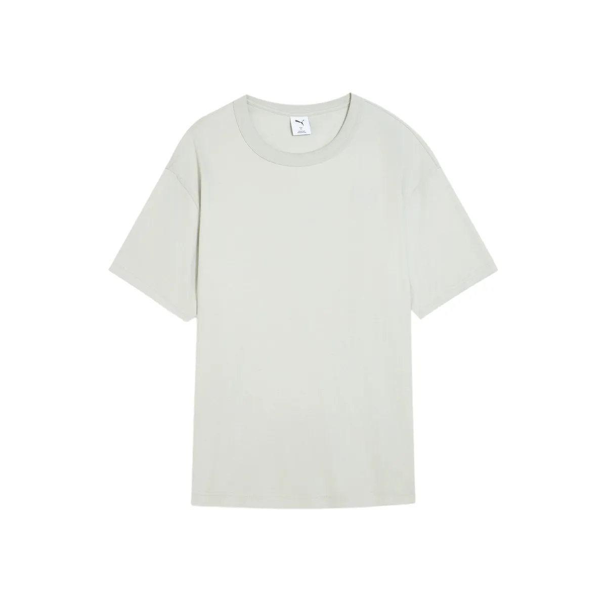 PUMA T-Shirts Unisex Light Gray Crew Neck Moderate