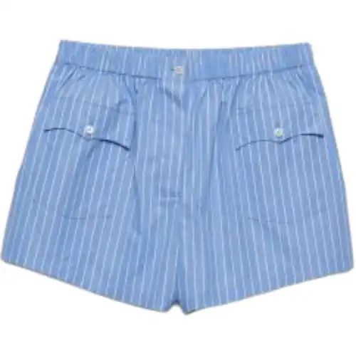 PRADA Elasticated Waistband Striped Poplin Shorts