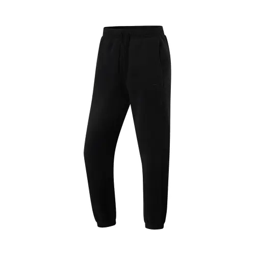 Li Ning Fitness Series Solid Color Mid Rise Breathable Versatile Fleece Lined Thermal Elastic Cuff Knitted Sweatpants