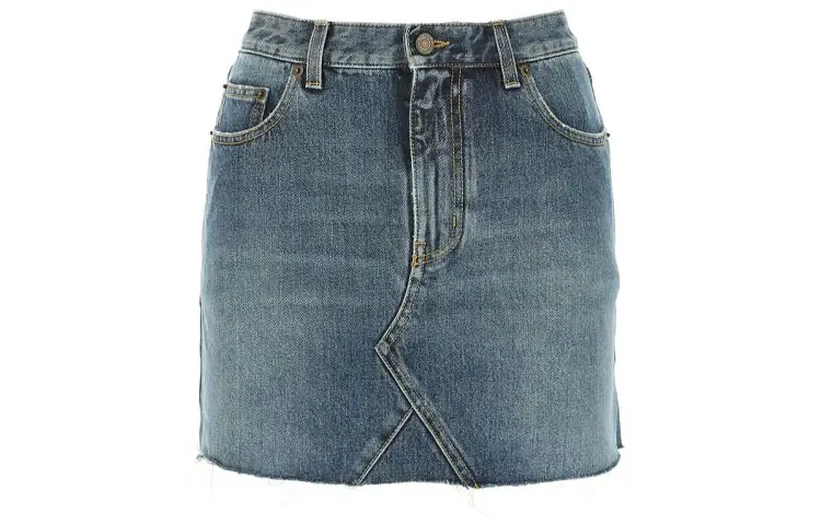 SAINT LAURENT Denim Short Skirts Women's Blue Moderate Short Other