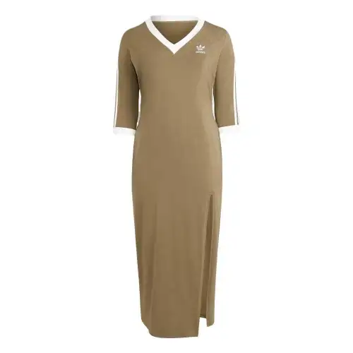 Adidas Originals Adicolor Classics 3 Stripes V Neck Maxi Dress Plus Size