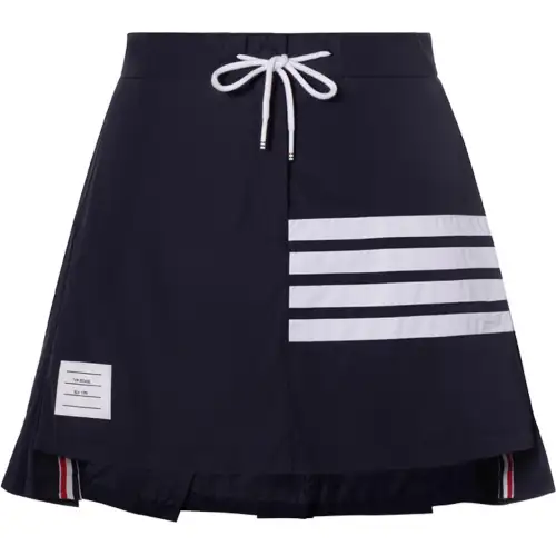 THOM BROWNE Casual Short Skirts Women's Dark Blue Moderate Short Pleated Skirt