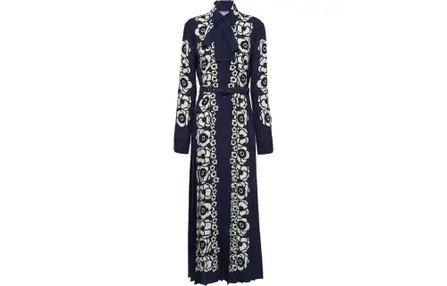 Prada floral pleating silk midi dress