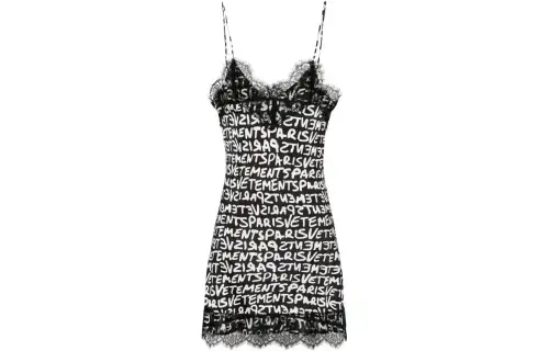 Vetements Lace detail Logo print Dress