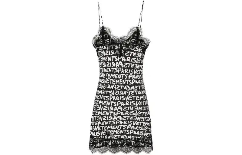 Vetements Lace detail Logo print Dress