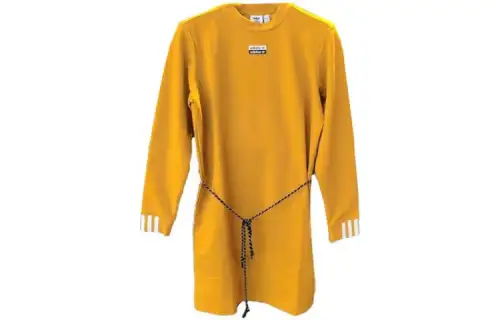 Adidas Originals Long Sleeved Dresses Women's Yellow Crew Neck Moderate Short
