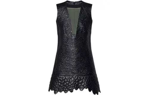 LOUIS VUITTON Leather Boutis Dress W/ See-through Yoke