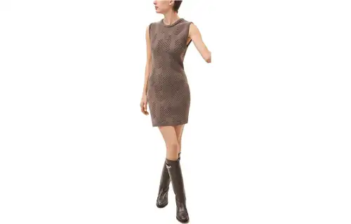 HERMES Sleeveless Dress Women's Gray