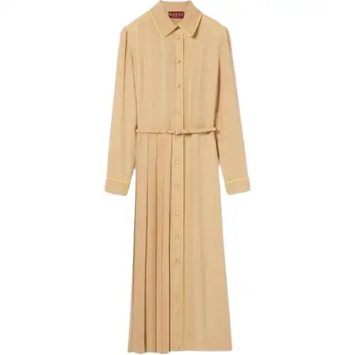 GUCCI SS25 Long Sleeved Dress Women's Caramel