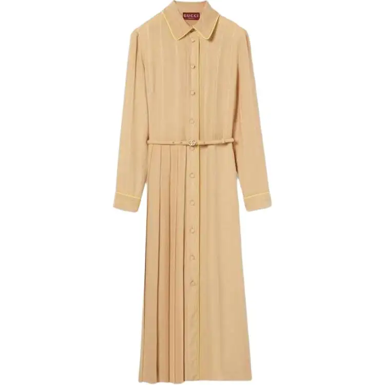 GUCCI SS25 Long Sleeved Dress Women's Caramel