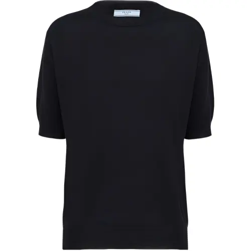 Prada triangle-logo cashmere knitted top