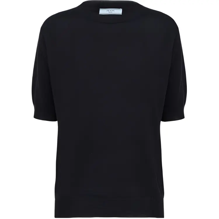 Prada triangle-logo cashmere knitted top