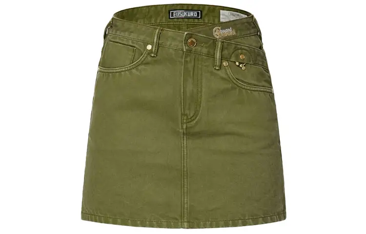 EVISU Fukushen A-line denim skirt with seagull flower embroidery for women