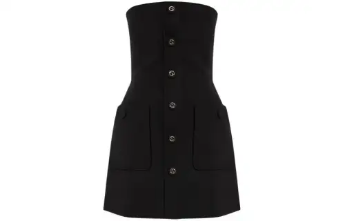 GUCCI Strapless Buttoned Mini Dress