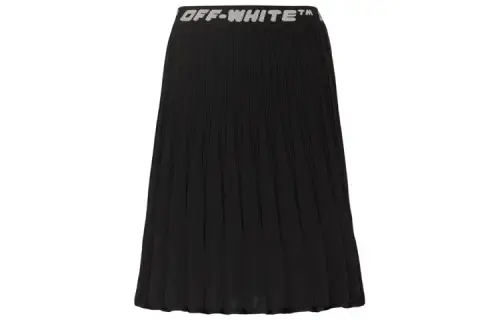 OFF-WHITE logo band pleated skirt